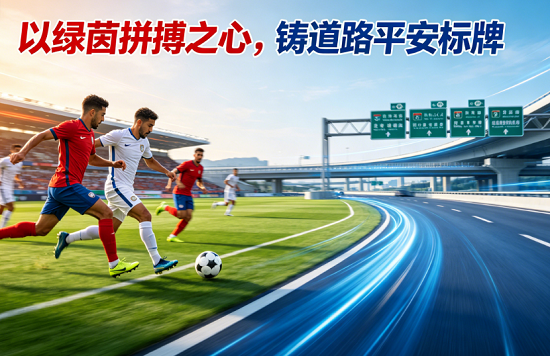 以绿茵拼搏之心，铸道路平安标牌